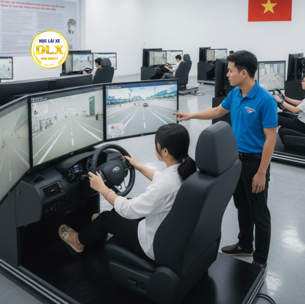 Phòng Cabin mô phỏng hiện đại, học lái xe ô tô DLX
